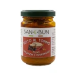 Pesto z tuńczykiem, oliwkami taggiasche i chili