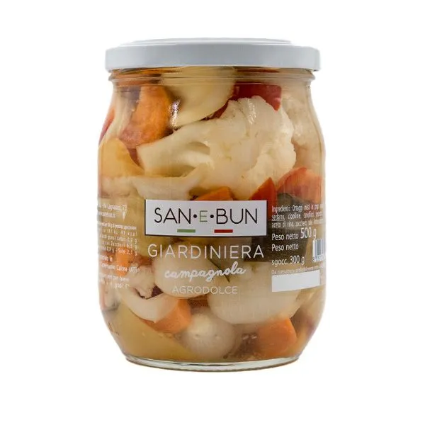 Warzywa w zalewie słodko-kwaśnej w szklanym słoiku