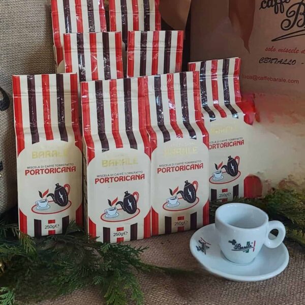Kawa Barale Portoricana - paczki z palarni Caffè Barale z filiżanką espresso