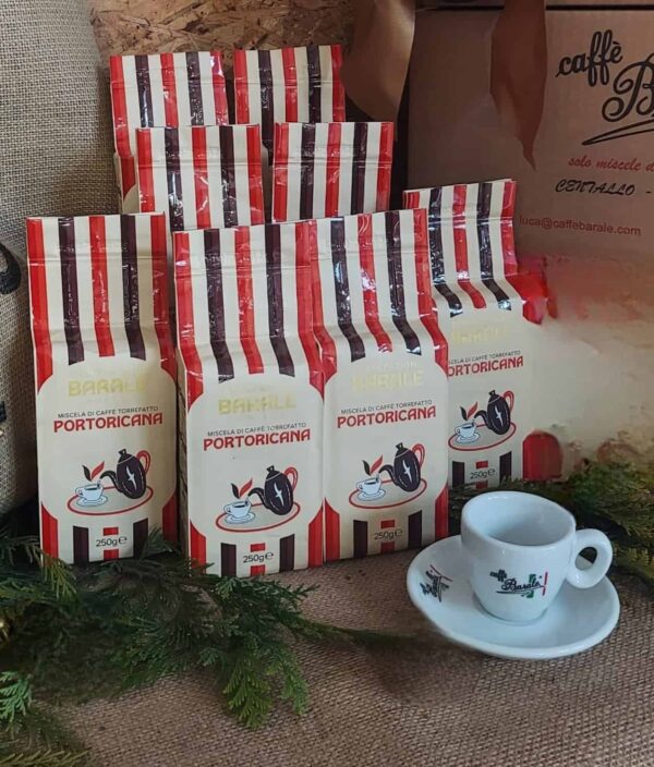 Kawa Barale Portoricana - paczki z palarni Caffè Barale z filiżanką espresso