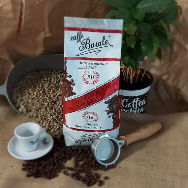 Kawa ziarnista Caffè Barale Quality Red 1kg — drugi widok zbalansowanej włoskiej mieszanki 50/50
