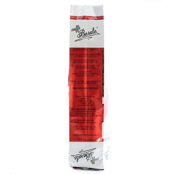 Kawa Caffè Barale Quality Red 1kg — bok paczki, włoska kawa o korzennych nutach