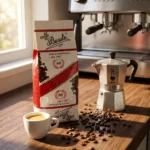 Caffè Barale Quality Red 1kg na blacie z espresso i moka Bialetti — włoska kawa korzenna